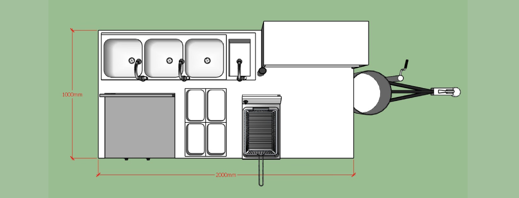 hot dog cart with refrigerator design